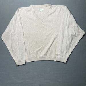 Cutter & Buck Mens XXL V-Neck Sweater Beige Tan Relaxed Fit Lightweight 2XL